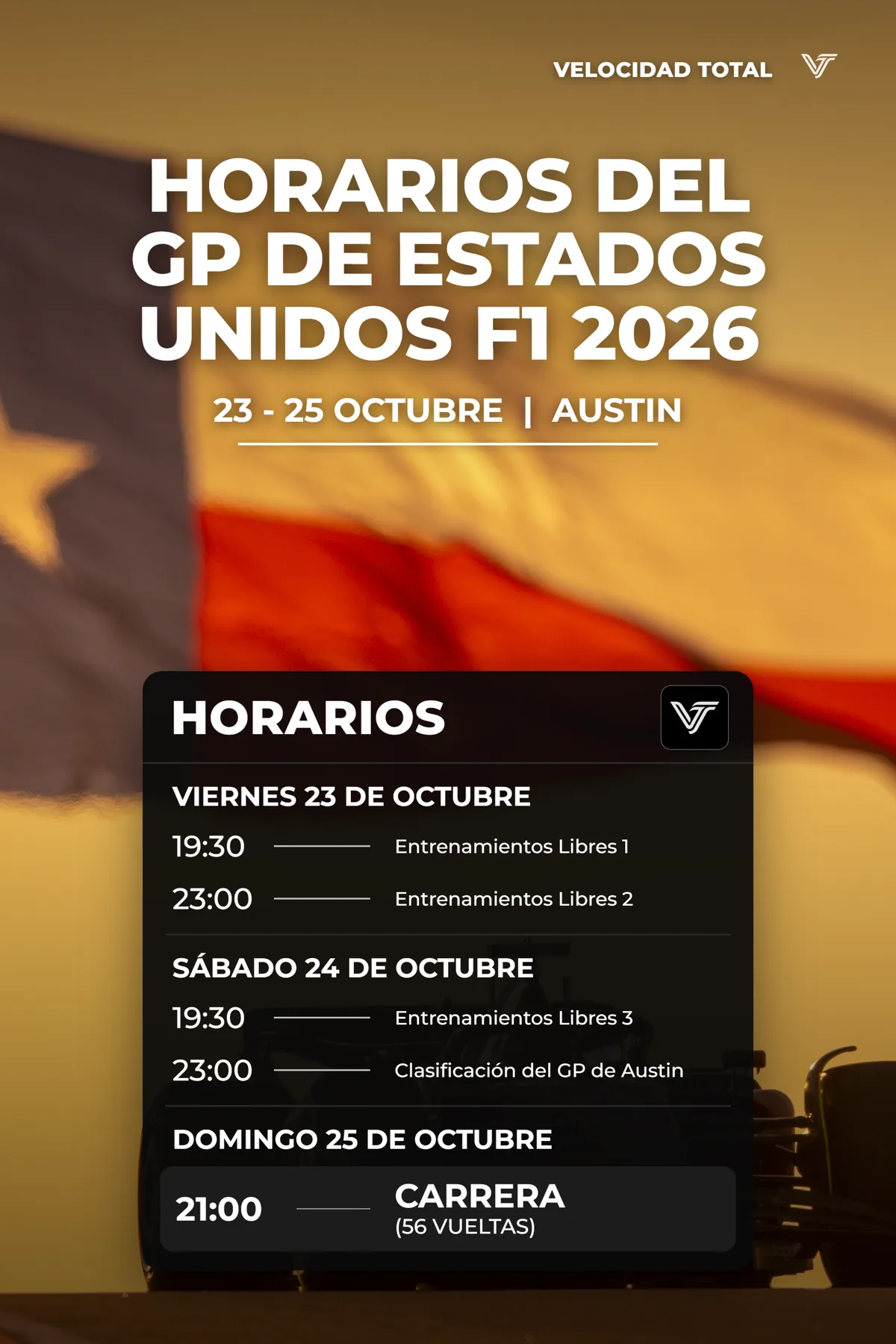 Horarios del Gran Premio de Estados Unidos 2026