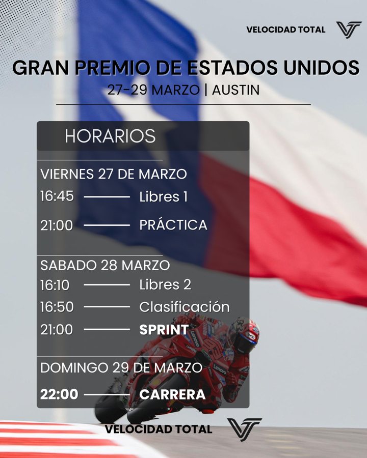Horarios del Gran Premio de Estados Unidos de MotoGP