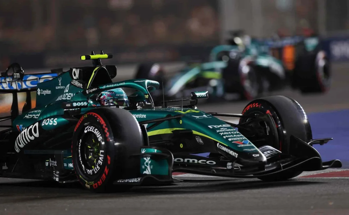 El Aston Martin de Fernando Alonso en Marina Bay
